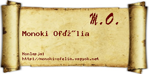 Monoki Ofélia névjegykártya